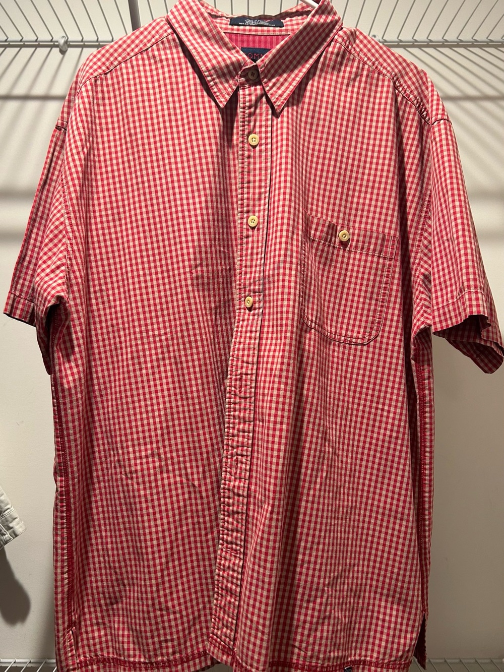 Tommy Jeans Red Gingham Short-Sleeve Button-Down Shirt EUC XL